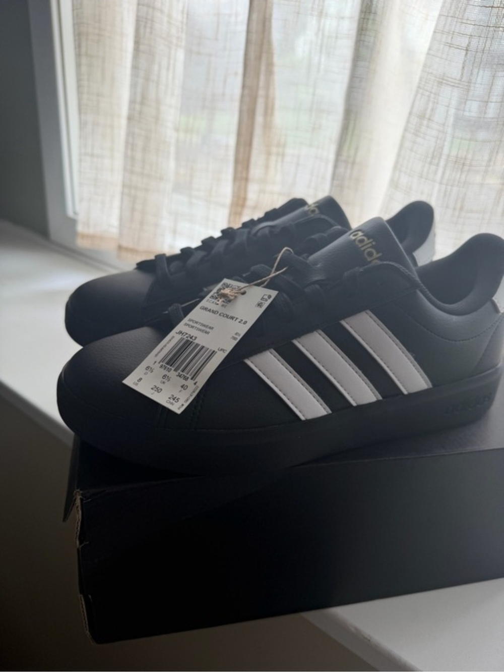 adidas Women's Black Sneakers with White Stripes